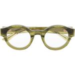 Olivgrüne Yohji Yamamoto Runde Herrenbrillengestelle aus Acetat 