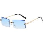 Blaue Rechteckige Retro Sonnenbrillen aus Polycarbonat für Damen 