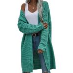 Grüne Unifarbene Oversize Atmungsaktive Grobstrickjacken für Damen Größe XL für den für den Herbst 