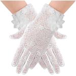 Weiße Bestickte Elegante Touchscreen-Handschuhe aus Spitze für Damen zur Hochzeit für den für den Sommer 