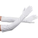 Reduzierte Weiße Lange Handschuhe aus Satin für Damen Einheitsgröße für die Braut 