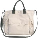 Weiße Damenschultertaschen & Damenshoulderbags mit Riemchen aus Canvas mit Außentaschen klein 