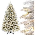 Yorbay Künstlicher Weihnachtsbaum mit Beleuchtung Weiß Schneeflocken LED Tannenbaum für Weihnachten-Dekoration, aus PE und PVC, 180cm