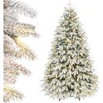 Yorbay Künstlicher Weihnachtsbaum mit Beleuchtung Weiß Schneeflocken LED Tannenbaum für Weihnachten-Dekoration, aus PE und PVC, 210cm
