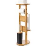 Yorbay Stand WC-Garnitur aus Bambus, mit Toilettenpapierhalter und WC-Bürstenhalter/Smartphone Ablage/Toilettenbürste/Klorollenhalter (Natur)