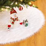 Yorbay Tannenbaum Decke kunstfell Weiß Rund Rock Teppich Filz für Schnee Christbaum Weihnachtsbaum Deko (90cm)