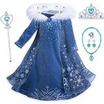 Weiße Langärmelige Die Eiskönigin - völlig unverfroren Elsa Prinzessin-Kostüme aus Samt für Kinder 