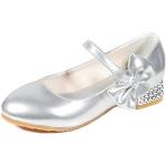 Silberne Casual Mary Jane Ballerinas aus Leder für Kinder Größe 30 