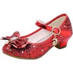 Rote Elegante Kostüm Schuhe mit Glitzer mit Knopf rutschfest für Kinder Größe 29 zum Karneval / Fasching 