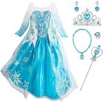 Blaue Die Eiskönigin Elsa Prinzessin-Kostüme mit Glitzer aus Spitze für Kinder 