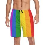 Bunte Casual LGBT Gay Pride Pyjamahosen kurz aus Polyester für Herren Größe XXL für den für den Sommer 