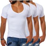 Young & Rich Herren T-Shirt extra tiefer V-Ausschnitt slimfit stretch uni 1315