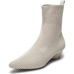 Beige Spitze Keilabsatz Sock-Boots aus Veloursleder für Damen Größe 39 