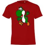 Rote Casual Kurzärmelige Super Mario Yoshi Rundhals-Ausschnitt Printed Shirts für Kinder & Druck-Shirts für Kinder aus Baumwolle Größe 128 