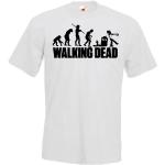 Weiße Motiv Casual Kurzärmelige The Walking Dead Rundhals-Ausschnitt Statement-Shirts aus Baumwolle mit Kapuze für Herren Größe 5 XL 