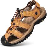 Gelbe Outdoor-Sandalen mit Schnalle aus Rindsleder atmungsaktiv für Herren Größe 48 für den für den Sommer 