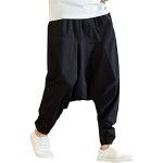 Schwarze Karo Hip Hop Leinenhosen mit Knopf aus Leinen Handwäsche für Damen Größe XXL für den für den Herbst 