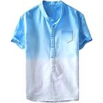 Hellblaue Ethno Stehkragen Stehkragenhemden mit Melonenmotiv Handwäsche für Herren Größe XS für Partys für den für den Sommer 