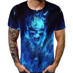 Hellblaue Animal-Print Katzen-Shirts mit Totenkopfmotiv Handwäsche für Herren für den für den Frühling 