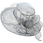 Reduzierte Graue Elegante Sonnenhüte aus Organza 59 für Damen Übergrößen für Partys für den für den Sommer 