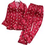 Rote Elegante Pyjamas lang aus Satin für Damen Größe XL Weihnachten 
