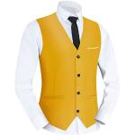 Gelbe V-Ausschnitt Hochzeitswesten aus Polyester für Herren Größe XL 