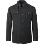 Schwarze Unifarbene Business Atmungsaktive Mini Stehkragen Trenchcoats aus Wolle für Herren Größe XL für den für den Herbst 