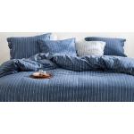 Blaue Gestreifte Yumeko Bio Nachhaltige Bettwäsche Sets & Bettwäsche Garnituren aus Flanell 155x220 