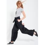 Anthrazitfarbene Nachhaltige Paperbag-Hosen für Damen Größe L Weite 42 