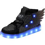 Schwarze LED Schuhe & Blink Schuhe mit Klettverschluss aus Mesh wiederaufladbar für Kinder Größe 30 