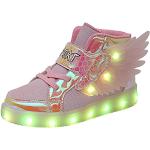 Pinke LED Schuhe & Blink Schuhe mit Klettverschluss aus Mesh wiederaufladbar für Kinder Größe 35 
