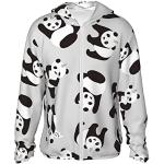 YUNKOU Panda Bedrucktes Sonnenschutz-Hoodie-Shirt, lange Ärmel, leicht, trocken, lange Sonnenjacke für Reisen, Schwarz, L