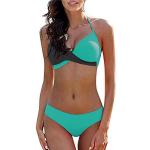 Grüne Color Blocking Push Up Bikinis für Damen Größe XL Große Größen 2-teilig 