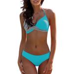 Blaue Color Blocking Push Up Bikinis für Damen Größe XL Große Größen 2-teilig 