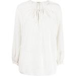 Weiße Langärmelige Saint Laurent Paris U-Ausschnitt Festliche Blusen für Damen Größe S 