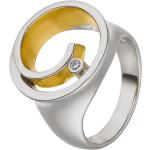 Silberne Bicolor Ringe mit Zirkonia für Damen Größe 60 