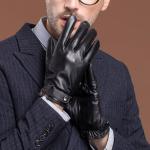 Schwarze Business Touchscreen-Handschuhe aus Leder für Herren Größe XL für den für den Winter 