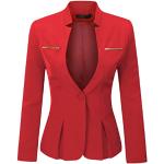 Rote Unifarbene Elegante Stehkragen Damenblazer mit Knopf Handwäsche Größe XS für den für den Sommer 
