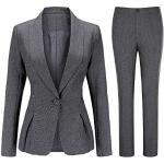 YYNUDA Hosenanzug Damen Business 2 Teiilg Anzug Slim Fit Blazer mit Anzughosen für Büro,Grau1,S