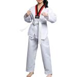 Yyyuluo Erwachsene Taekwondo-Anzug Kinder V-Ausschnitt Kampfsport Uniform Schüler Aikido Judo-Sets Kung Fu Trainingskleidung Langärmelig Baumwolle Karate Anzug, Weiß 150cm