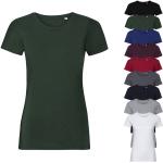 Olivgrüne Kurzärmelige Russell Athletic Bio Nachhaltige T-Shirts aus Jersey enganliegend für Damen Größe S 