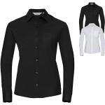 Schwarze Langärmelige Russell Athletic Damenlangarmhemden mit Knopf aus Baumwolle Größe 3 XL 