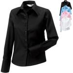 Schwarze Langärmelige Russell Athletic Festliche Blusen mit Knopf aus Baumwolle für Damen Größe 4 XL 