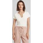 Offwhitefarbene Zadig & Voltaire V-Ausschnitt T-Shirts aus Baumwolle für Damen Größe L 