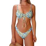 Blaue Zaful String Bikinis mit Rüschen gepolstert für Damen Größe L 2-teilig für den für den Sommer 