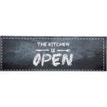 Zala Living Küchenläufer Open Dunkelgrau mit Text 50x150 cm (BxT) Webstoff Rechteckig