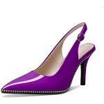 Violette Spitze Pfennigabsatz Slingback Pumps mit Perlen in Normalweite für Damen Größe 39 