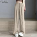 Khakifarbene Unifarbene Sommerhosen aus Viskose für Damen Größe 5 XL 