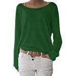 Reduzierte Grüne Oversize Langärmelige U-Boot-Ausschnitt Damensweatshirts aus Leinen Größe XL für den für den Herbst 