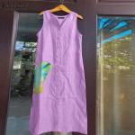 Violette Casual Ärmellose Strandkleider mit Kuhmotiv mit Schnalle aus Baumwolle für Damen Größe 5 XL für den für den Sommer 